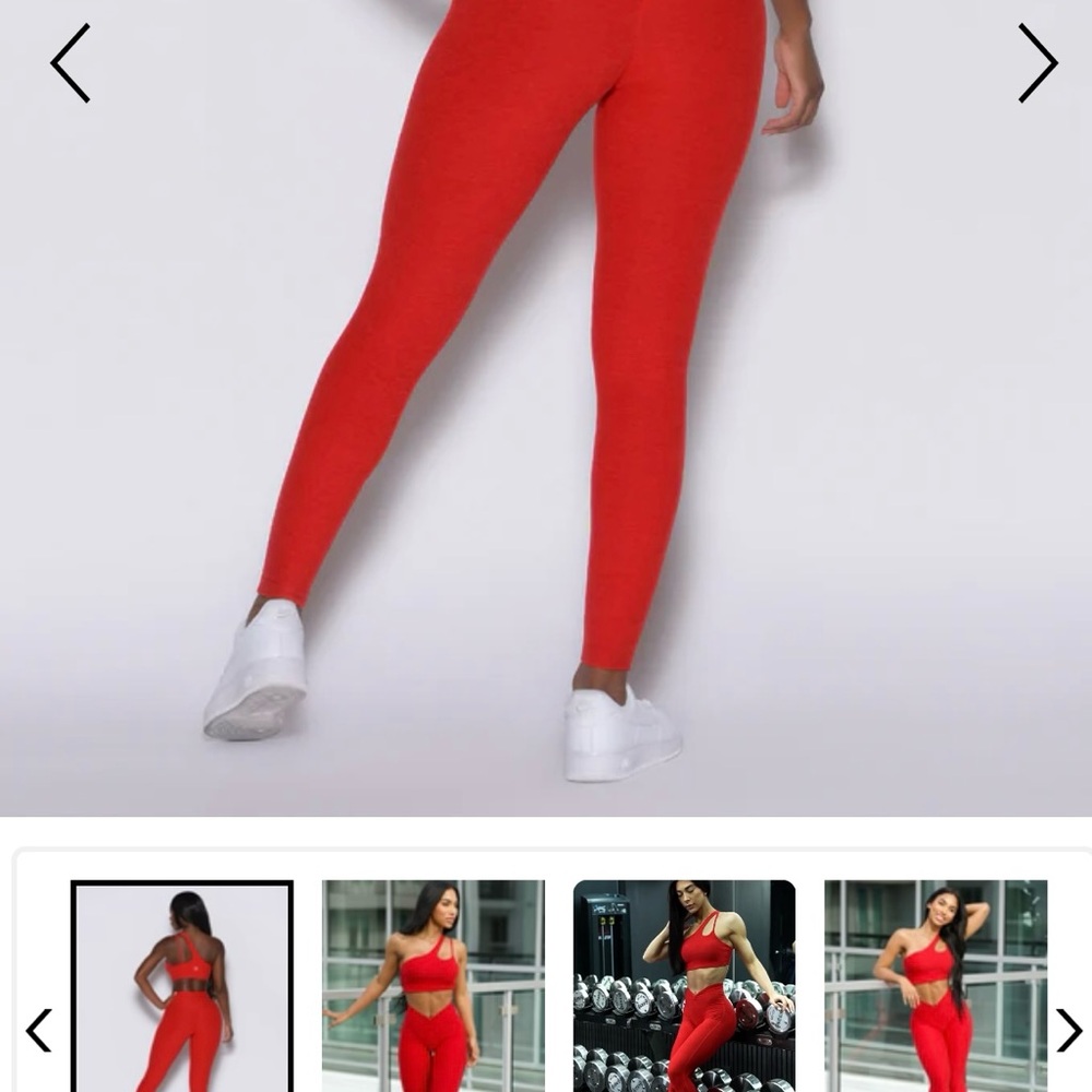 Bombshell Sportswear V-Waist Red Seamless Leggings - Picture 2 of 5